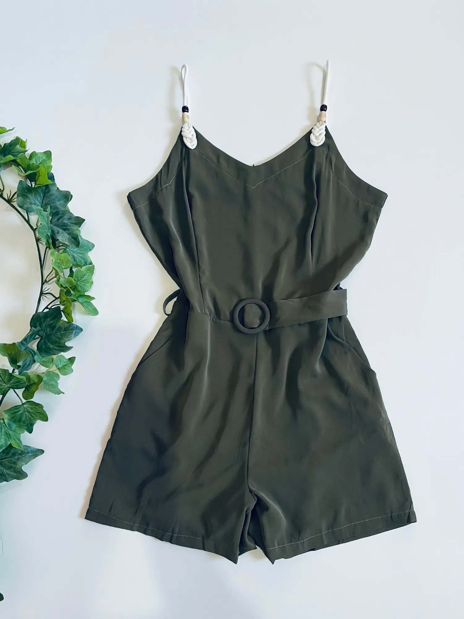SAGE MACRAMÉ UTILITY ROMPER